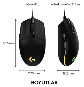 Ratón Óptico USB para Juegos con Cable G102 de Segunda Generación, Lightsync RGB, 8000 DPI, 6 Botones, G102 Lightsync G102 - Product Image 5