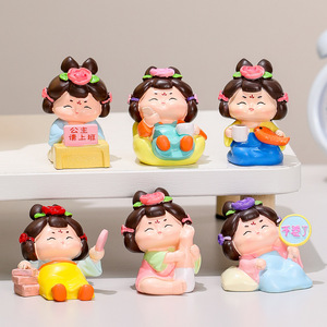 Figurines en résine de dames de la dynastie Tang, ensemble multi-pièces, décoration de la maison, salon, bureau, cadeau, style traditionnel - Product Image 1