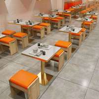 Tables de salle à manger carrées/rectangulaires en bois massif, tabourets et ensembles de banquettes pour restaurants, restaurants de nouilles, snack-bars et salons de thé