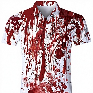 Men's Scary Bloody Wound Print Knitted Short Sleeve Breathable 100% Polyester <b>Funny</b> Tops Front Logo In-Stock <b>Shirts</b> - Product Image 2