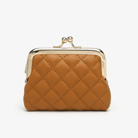 Porte-monnaie matelassé à motif losanges, avec fermoir classique à boucle, petit portefeuille pour femme, pochette pour cartes et monnaie