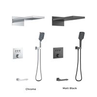 Mitigeur de pluie de luxe ensemble de douche dissimulé en laiton thermostatique avec plaque salle de bain robinets de douche muraux pommeau de douche à effet pluie chromé