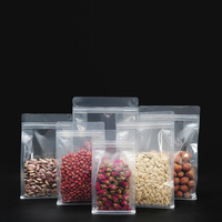 Sac en plastique transparent avec fermeture éclair debout, scellage à huit côtés, refermable, boîte à fermeture éclair, pochette pour l'emballage alimentaire, sacs à fond plat