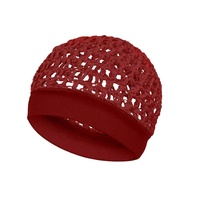 Gorro de dormir de poliéster transpirable hecho a mano con ganchillo, gorro Kufi, accesorio para el cabello de mujer, gorro de malla con lazo para primavera/verano