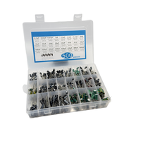 Kit Electrónico de 500 Condensadores Electrolíticos Mixtos DIP, 10V 16V 25V 50V, 0.1uF-1000uF, 24 Valores, Elektronika