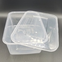 Boîtes à lunch rectangulaires jetables en plastique PP transparent, compatibles micro-ondes, avec couvercle, 500 ml, 650 ml, 700 ml, 1000 ml, pour plats à emporter