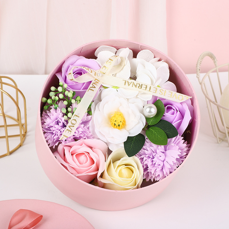 กล่องกลมเล็กดอกคามิเลียใหม่ (สีม่วง)