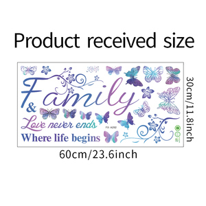 Notizie citazione della famiglia adesivo da parete bellissimi murales a farfalla soggiorno carta da parati decorativa autoadesivo TV sfondo decalcomanie - Product Image 6