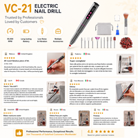 Vantrend Beauty Professional 35000RPM Draadloze Elektrische Nagelboor Mini Aluminium Nagelvijl USB Oplaadbaar voor Salon Groothandel