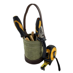 Seau à outils en toile avec fond en <span class=keywords><strong>cuir</strong></span>, pochette utilitaire robuste pour écrous, boulons, outils - Idéal pour l'organisation de l'espace de travail sur le <span class=keywords><strong>comptoir</strong></span> - Product Image 6