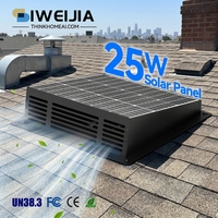 Ventilateur d'extraction solaire puissant de 8 pouces 25W DC sans balais, monté sur toit, pour la ventilation des greniers, des poulaillers ou des cuisines