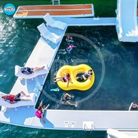 Yacht gonflable personnalisé, radeau flottant, quai, piscine gonflable, bateau flottant océanique, piscine de natation en mer avec filet