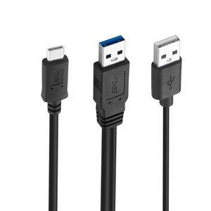 Bochara 2 in 1 USB 3.0 tipo maschio a tipo <span class=keywords><strong>C</strong></span> 3.0 maschio cavo dati + cavo di alimentazione USB2.0 <span class=keywords><strong>Y</strong></span> Splitter per HDD - Product Image 3