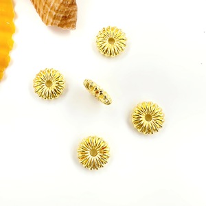 Lisheng Jewelry Gold Color Sunflower <b>Spacer</b> Bead Flower Shape DIY Jewelry Accessories 18K Plated Flat Bead For Handmade Jewelry - Product Image 1