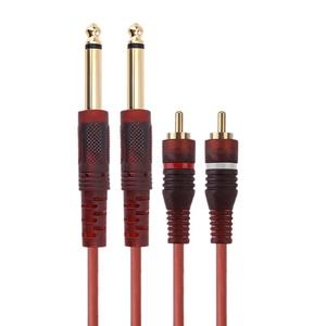 Cable de audio dual RCA a doble 6.35mm macho a macho con blindaje trenzado y revestimiento de PVC para equipos de audio y video - Product Image 4