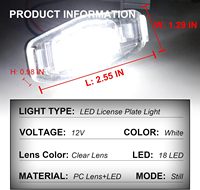 Luz LED para Matrícula CIGO, DC12V, 18 LED, Lente Transparente, para Sedán, Pilot, Odyssey, TL, TSX, MDX, ILX, RDX, Camioneta