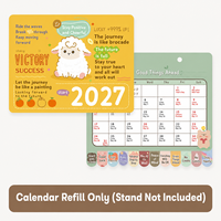 Calendrier de bureau à feuilles mobiles imprimé en couleur style dessin animé 2027, planificateur mensuel, calendrier numérique pour le bureau, la maison et l'étude