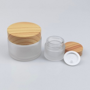 Pot en verre vide pour crème cosmétique de luxe 5g 10g 15g 20g 30g 50g, emballage cosmétique en verre avec couvercle en bambou - Product Image 6