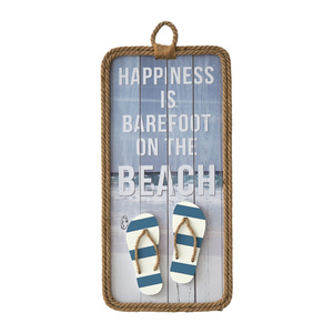 Décoration murale 3D rectangulaire style méditerranéen avec chaise de plage et tongs, objet décoratif à suspendre pour la maison - Product Image 3