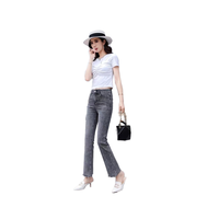 Jeans évasés à imprimé léopard pour femmes grandes tailles, pantalon en denim, strass, coton éco-responsable, élasthanne, vente en gros