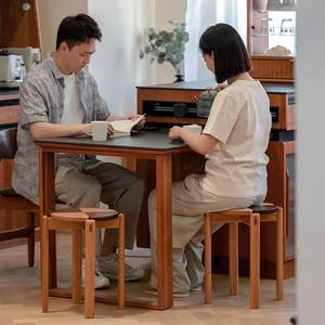 Four Leaf Clover <b>Stool</b> Cherry Wood Solid Wood Stackable Round <b>Stool</b> For Living Room Home Use - Product Image 4