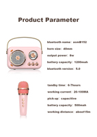 Lecteur de karaoké portable rose et bleu, système sonore, haut-parleur et microphone sans fil BT karaoké
