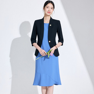 Women's Suit Set Sleeveless Dress Slim Fit Solid Color Polyester No-Wrinkle Treatment Blazer For Work And Casual Wear - Product Image 4