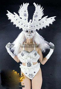 Aquila Re <span class=keywords><strong>Regina</strong></span> Stage Show <span class=keywords><strong>Costume</strong></span> Locale Notturno DS Piuma Bianca di Angelo GOGO degli uomini Squadra di Danza Costumi di prestazione di san valentino usura - Product Image 3