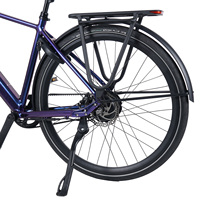 Vélo électrique à assistance au pédalage avec moteur à courroie à transmission interne, capteur de couple, batterie intégrée dans le moyeu arrière, cadre bas, 25 km/h