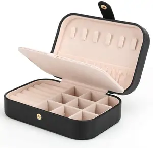 Individueller Großhandel Reise tragbare kleine Schmuck-Aufbewahrungsbox Leder-Schublade Aufbewahrungsbox Mini-Schmuck-Organisator für Damen