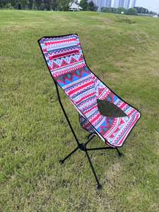 Outdoor Portable Folding <b>Backrest</b> Camping Fishing Chair Moon Chair Aluminum Alloy Colorful Ethnic Style Beach Chair - Product Image 3