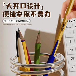 Stainless Steel Makeup Brush Holder Round Cylindrical <b>Desktop</b> Storage Pen Holder Small And Large Size - Product Image 5