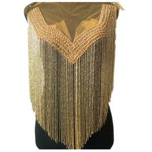 <span class=keywords><strong>Collar</strong></span> de Cristal con Pedrería Bordada para Boda, Dorado y Plateado, de una Sola Cara, Apliques para Manualidades - Product Image 1