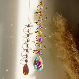 Esfera de Cristal 3D con Luz, Campana de <span class=keywords><strong>Viento</strong></span> en Espiral, Estabilizador, Gota de Agua, Atrapasol Arcoíris, Adornos Colgantes de Cristal para Jardín - Product Image 5