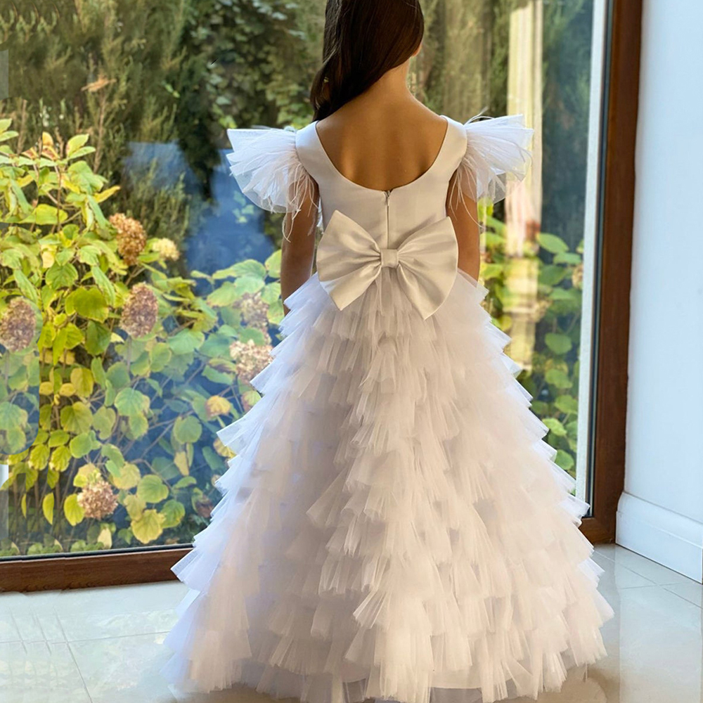 Платье для первого причастия с бантом для девочек на вечеринку и день рождения роскошное платье принцессы с цветами для девочек