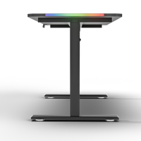 Bureau d'ordinateur électrique extensible moderne en bois et métal AOR BX PINK avec LED RGB pour joueur et bureau