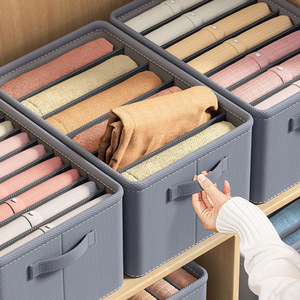 Clothing Organizer <b>Foldable</b> Drawer Storage <b>Box</b> With Compartments For Wardrobe Pants Bedroom Dormitory Use - Product Image 1