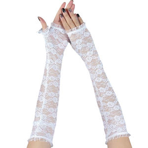 Guantes largos <span class=keywords><strong>de</strong></span> encaje <span class=keywords><strong>de</strong></span> medio dedo para <span class=keywords><strong>mujer</strong></span>, Mangas <span class=keywords><strong>de</strong></span> brazo transpirables, cubierta para cicatrices, <span class=keywords><strong>tatuajes</strong></span>, conjuntos al por mayor, protección solar sin dedos - Product Image 4