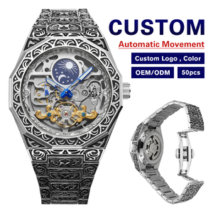 Montre mécanique automatique squelette pour homme, nouvelle collection, bracelet en acier inoxydable, sport, analogique, résistante à l'eau, OEM, vente en gros - Product Image 1