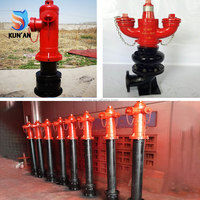 Hydrant d'incendie standard Kunan avec capuchons à chaîne, œillet de levage, revêtement en poudre rouge, type dôme en fonte pour utilisation par les unités de sauvetage