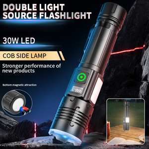 Cob Side Lamp Large Floodlight White And <b>Red</b> Light Rechargeable Led <b>Flashlight</b> For Camping Warning Use - Product Image 3