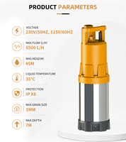 Pompe submersible automatique en acier inoxydable 1100W, pompe à eau propre haute pression pour le drainage des étangs et des piscines de jardin