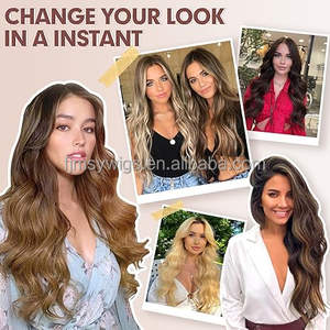 Extensions de <span class=keywords><strong>cheveux</strong></span> à clips 4 pièces longues ondulées épaisses avec mèches Extensions de <span class=keywords><strong>cheveux</strong></span> synthétiques à clips pour femmes - Product Image 6