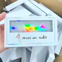 Emballage de vente en gros d'usine pour faux ongles à presser, boîte d'emballage de luxe vide pour faux ongles et étui pour cils avec étiquette privée