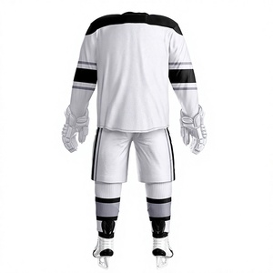 Uniforme de Hockey sobre Hielo Personalizado LMI LM para Hombre, Blanco y Negro, Sublimado, Transpirable, 100% Poliéster, Servicio OEM para Adultos, Ropa Deportiva - Product Image 3