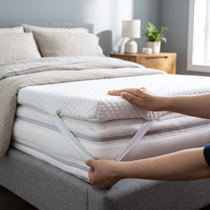 Surmatelas simple matelassé en mousse à mémoire de forme LeFlaf blanc 80x190 cm, confortable, ferme, épais, lavable, imperméable, 4750 kg, pour la maison - Product Image 2