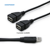 Cable Adaptador Divisor en Y USB 2.0 Macho a 2 Puertos USB Hembra con Cable de Alimentación, Personalizable