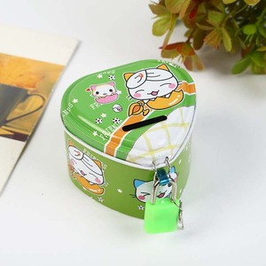 Cartoon Coin Piggy Bank Metal Money Box with Lock for Children