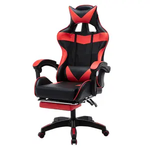 Marco de madera para ordenador de carreras, <span class=keywords><strong>silla</strong></span> ergonómica de cuero PU LED para oficina y adultos, <span class=keywords><strong>RGB</strong></span>, personalizada, color negro y rojo, a la venta - Product Image 1