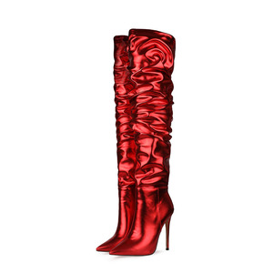 Marque privée Femmes Bottes Longues Talons Aiguilles Dames Couleur <span class=keywords><strong>Rouge</strong></span> Pull-on Pole Dancing Cuissardes - Product Image 1